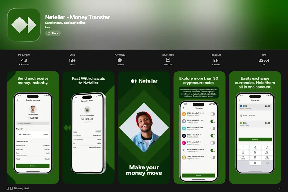 Neteller App App Store Screenshot